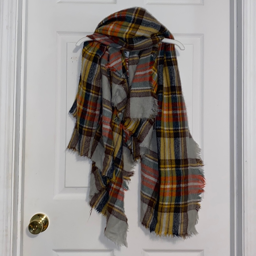 Plaid blanket scarf